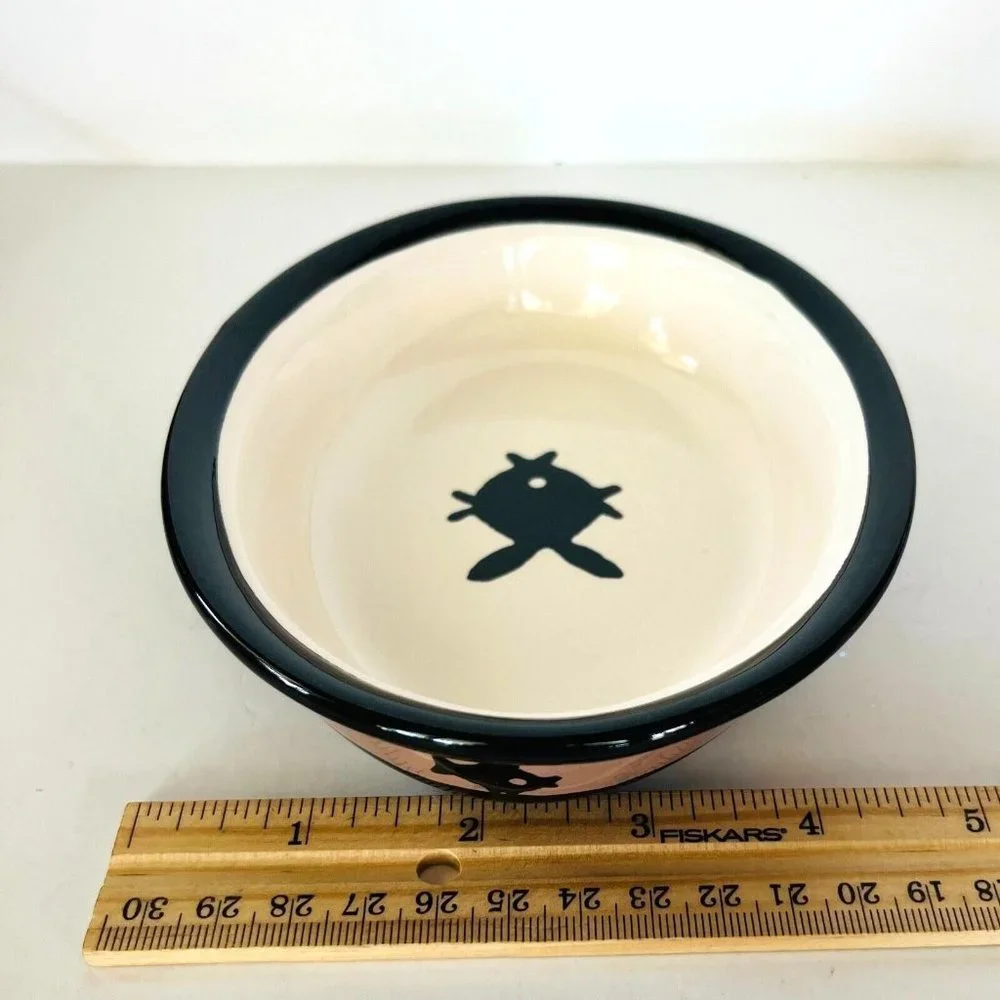 Petrageous Designs Playful Pet Kitty Eat Drink Cat Dish Black Tan White 6.25